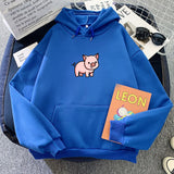 Cartoon Pig Oversized Hoodie with Pockets