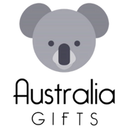 Grey koala cartoon (which is the store's logo). Below the koala is the name of the online store (which is Australia Gifts), in black colour font.as)