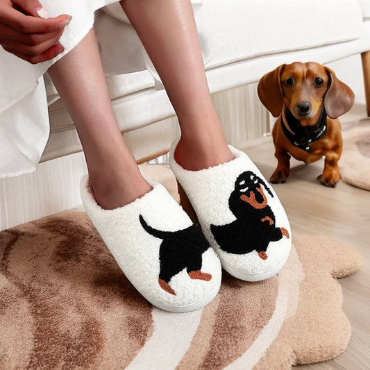 Cosy Dachshund Embroidered Slippers
