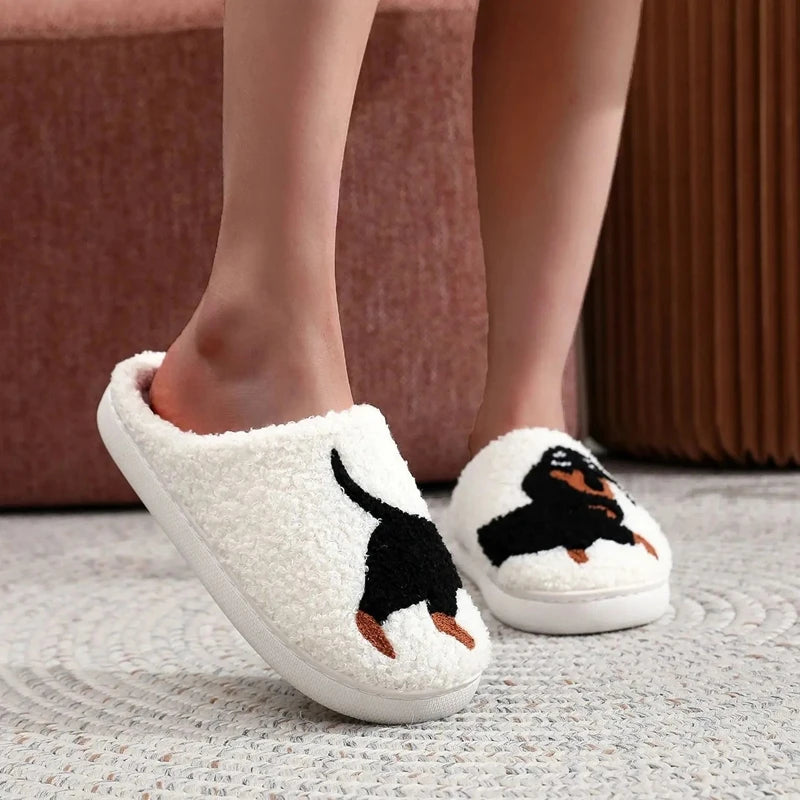 Cosy Dachshund Embroidered Slippers