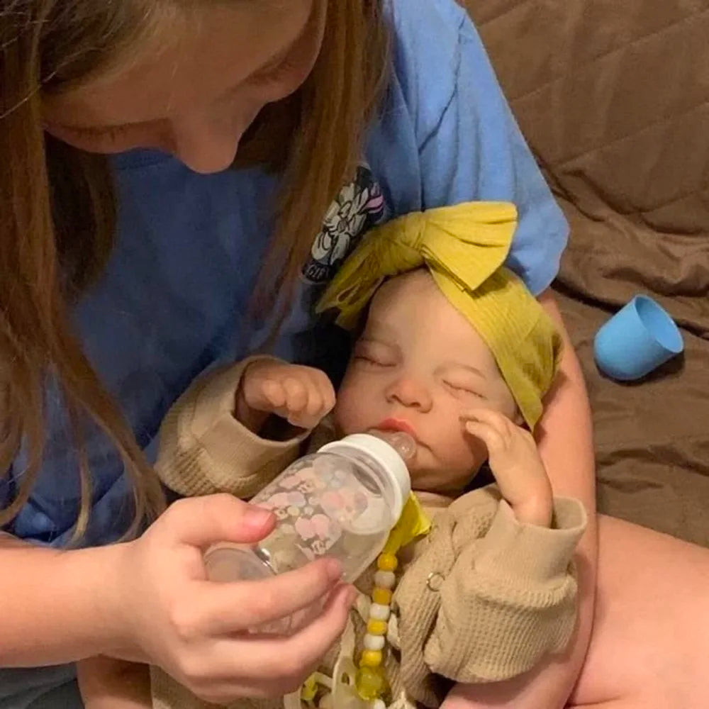 Realistic 43cm newborn reborn doll with pacifier and bottle