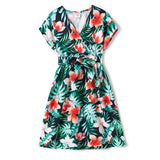 Family Matching Outfit - Allover Floral Print Belted Dress, Short-sleeve Tee and Romper Sets