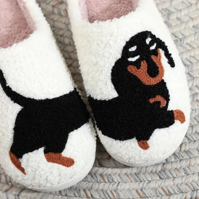 Cosy Dachshund Embroidered Slippers