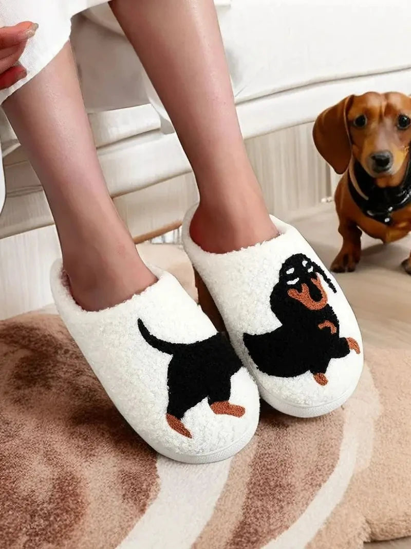 Cosy Dachshund Embroidered Slippers