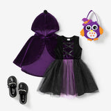 Toddler Girl Sweet Halloween Multi-Layered Dress Set