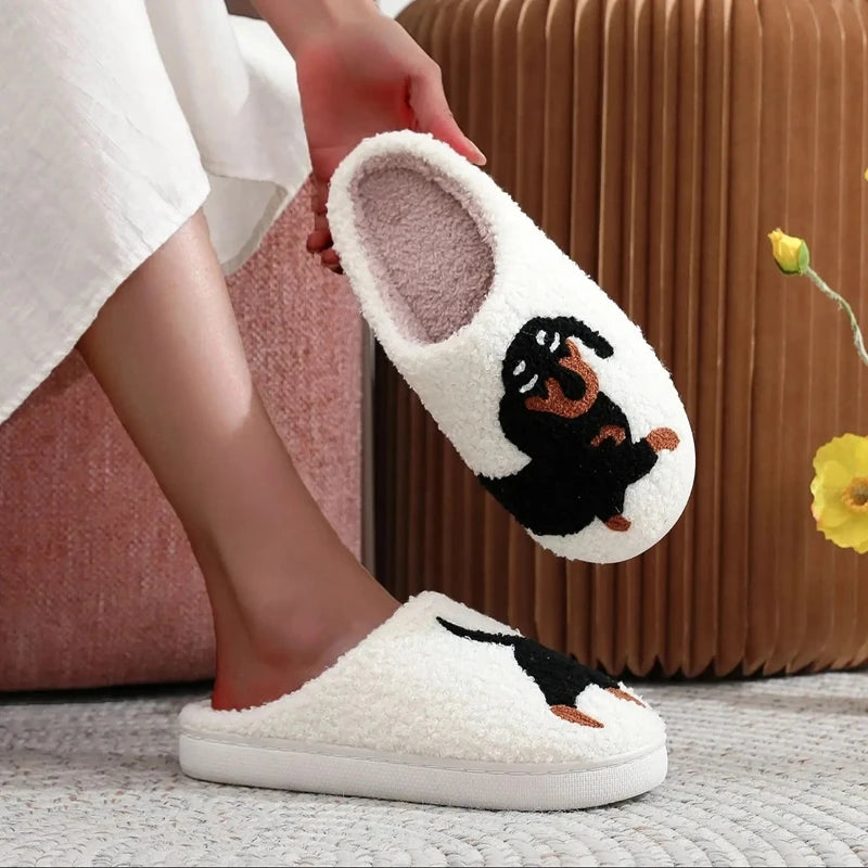 Cosy Dachshund Embroidered Slippers