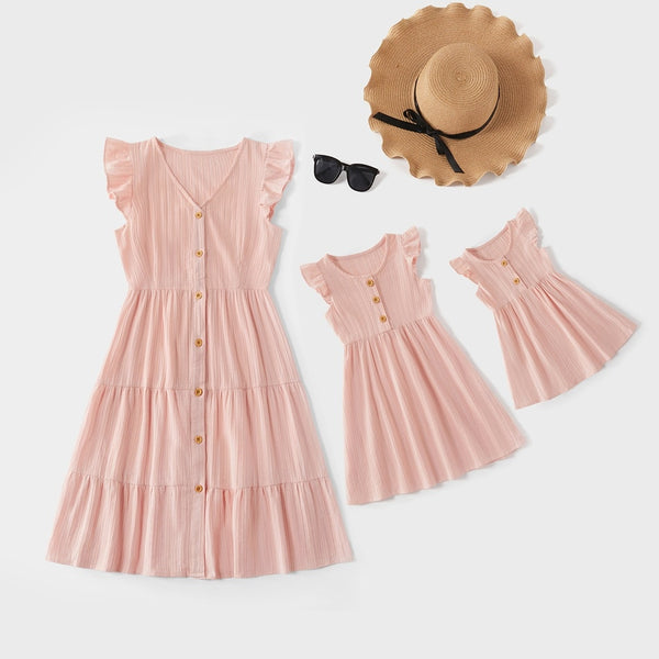 Summer Cotton Ruffle Matching Family Dresses
