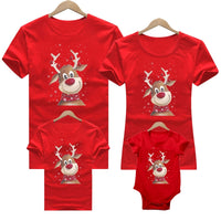 Christmas Family Matching T-shirts Pyjamas Outfits - Mom, Dad & Kids - Shirt & Baby Romper Set