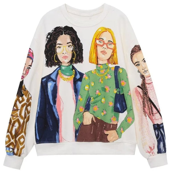 Stylish Women's Print Plush Fleece Sweatshirt