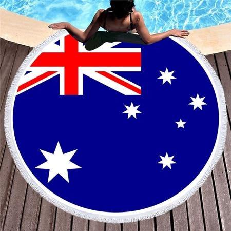 Australia Flag Round Beach Towel - Australia Gifts