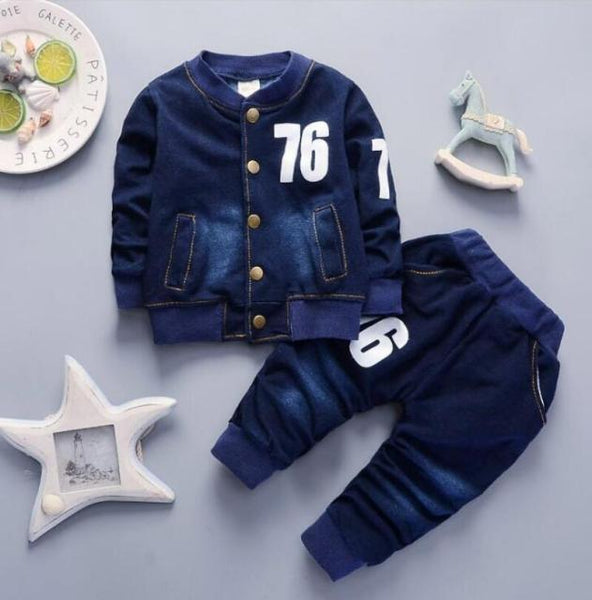 Baby and Toddler Cotton Set Outfit - Sweatshirt with a Denim Look