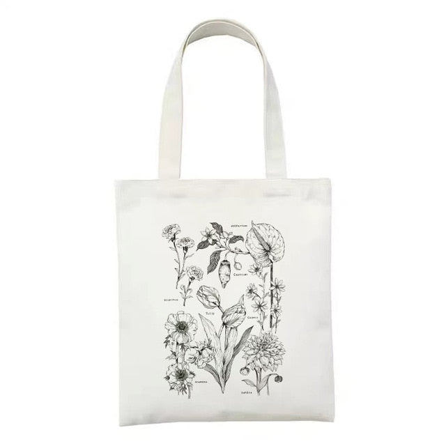 Botanical Nature Canvas Tote Bag