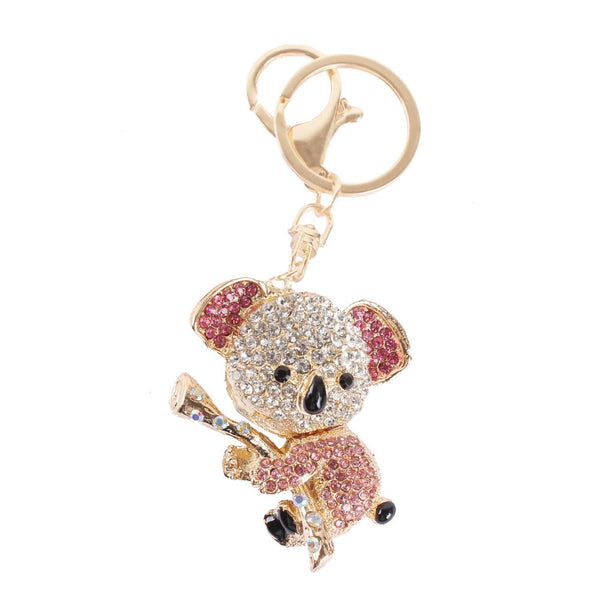 Koala with Pink Rhinestones Keychain