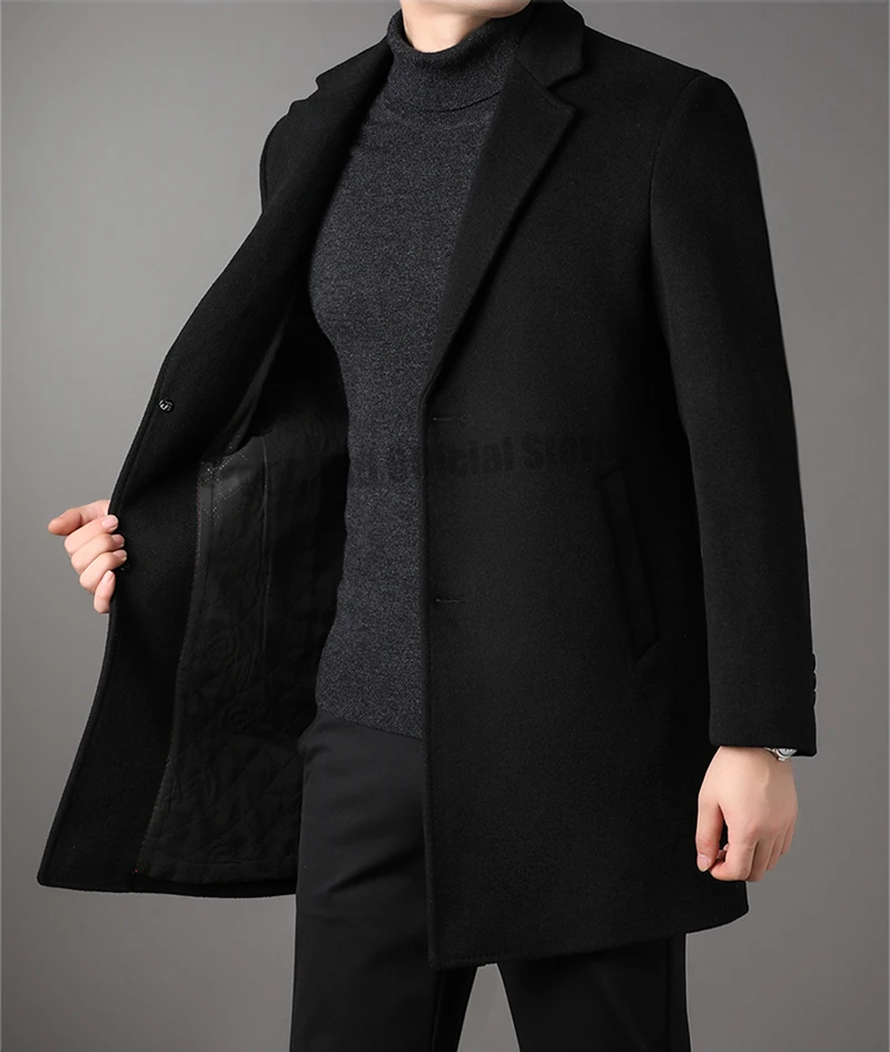 Men's Wool Trench Elegant Coat