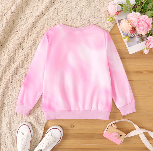 Girls Pink Unicorn Print Sweatshirt