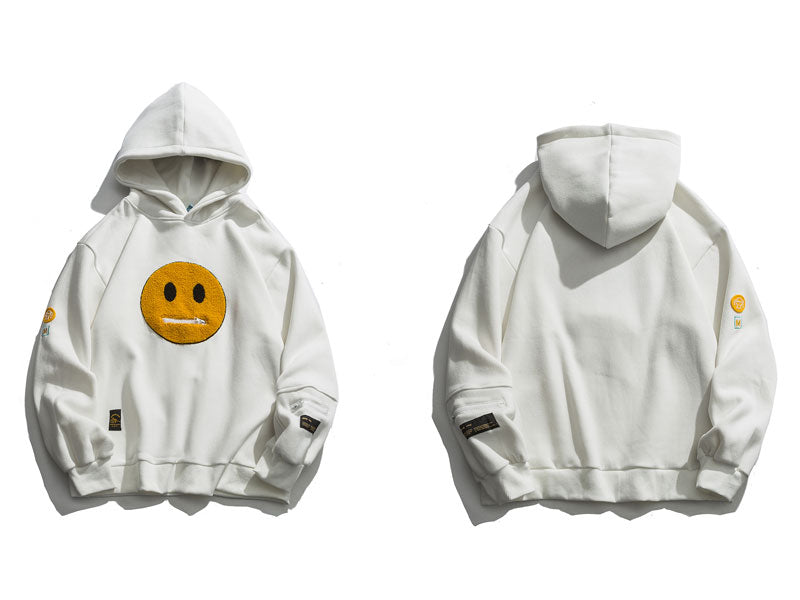 Men's Pullover Hooded Sweatshirt Smiley Face with Ziper