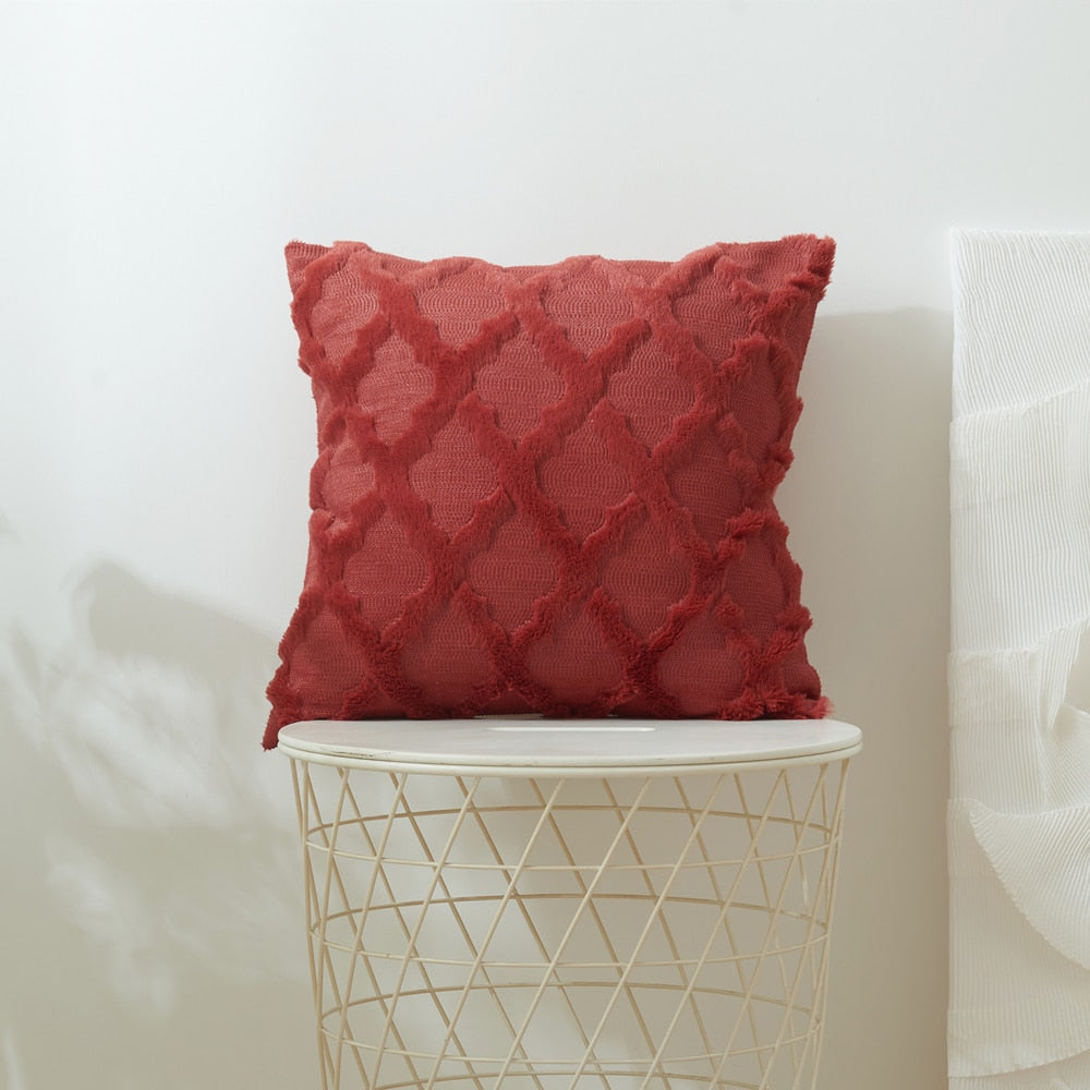 Geometric Decorative Plush Cushion Cover