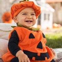 Baby Sleeveless Pumpkin Halloween Outfit