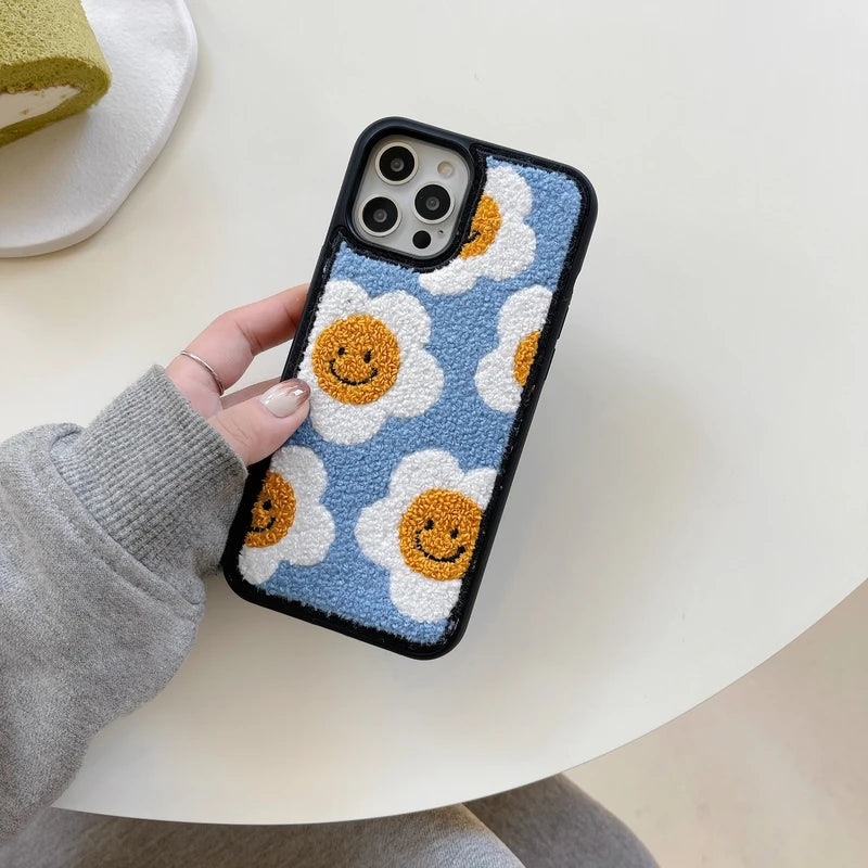 Happy Daisy Flower Plush iPhone Case