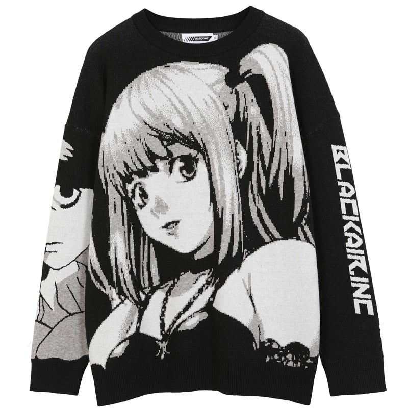 Knitted Black Anime Style Sweater