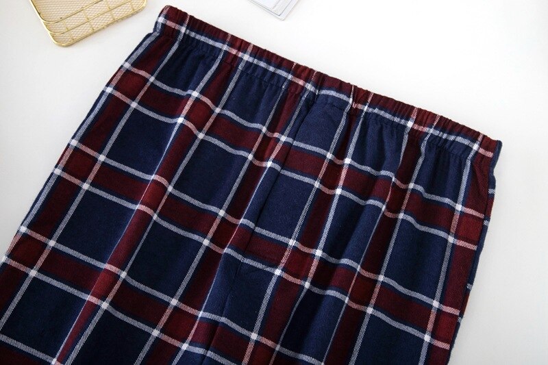 Winter Men's Plaid Flannel Pyjamas 2 Pcs Set