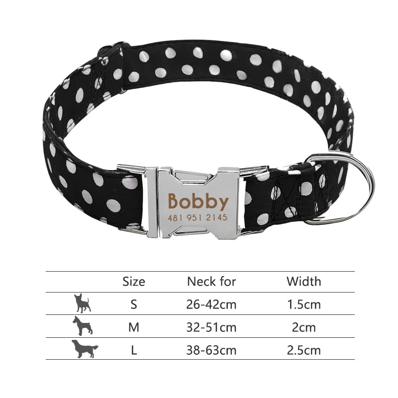 Custom Nylon Dog Collar with Engraved ID Reflective Tag