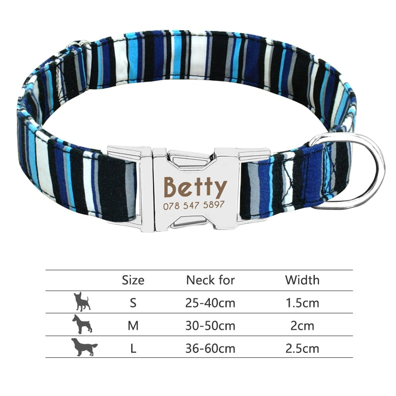 Custom Nylon Dog Collar with Engraved ID Reflective Tag