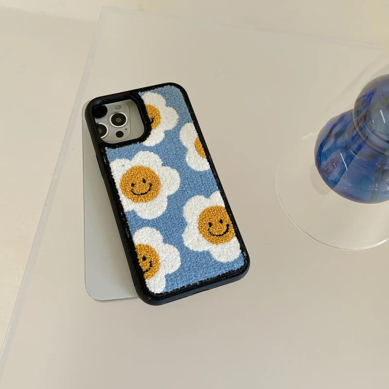 Happy Daisy Flower Plush iPhone Case