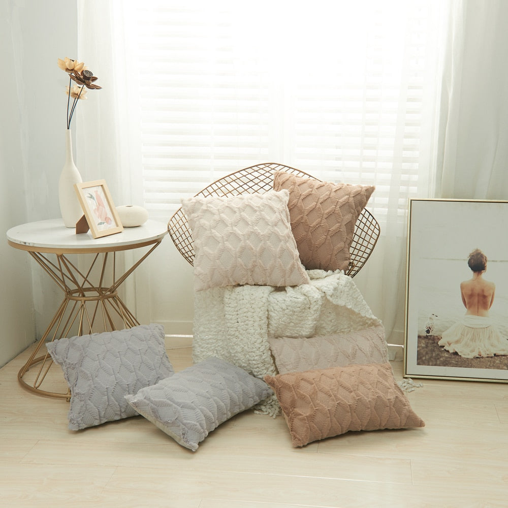 Geometric Decorative Plush Cushion Cover