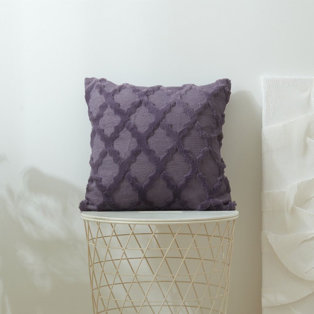 Geometric Decorative Plush Cushion Cover