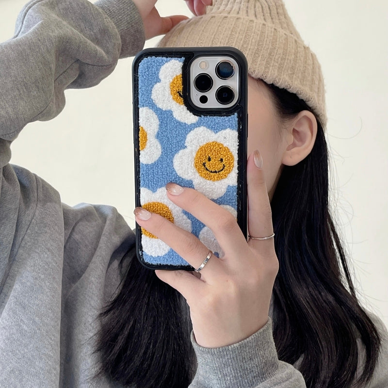 Happy Daisy Flower Plush iPhone Case