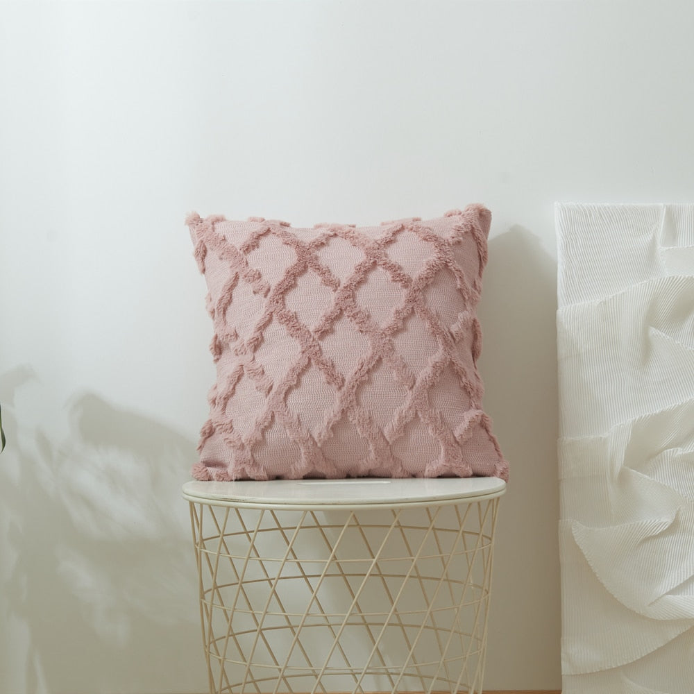 Geometric Decorative Plush Cushion Cover