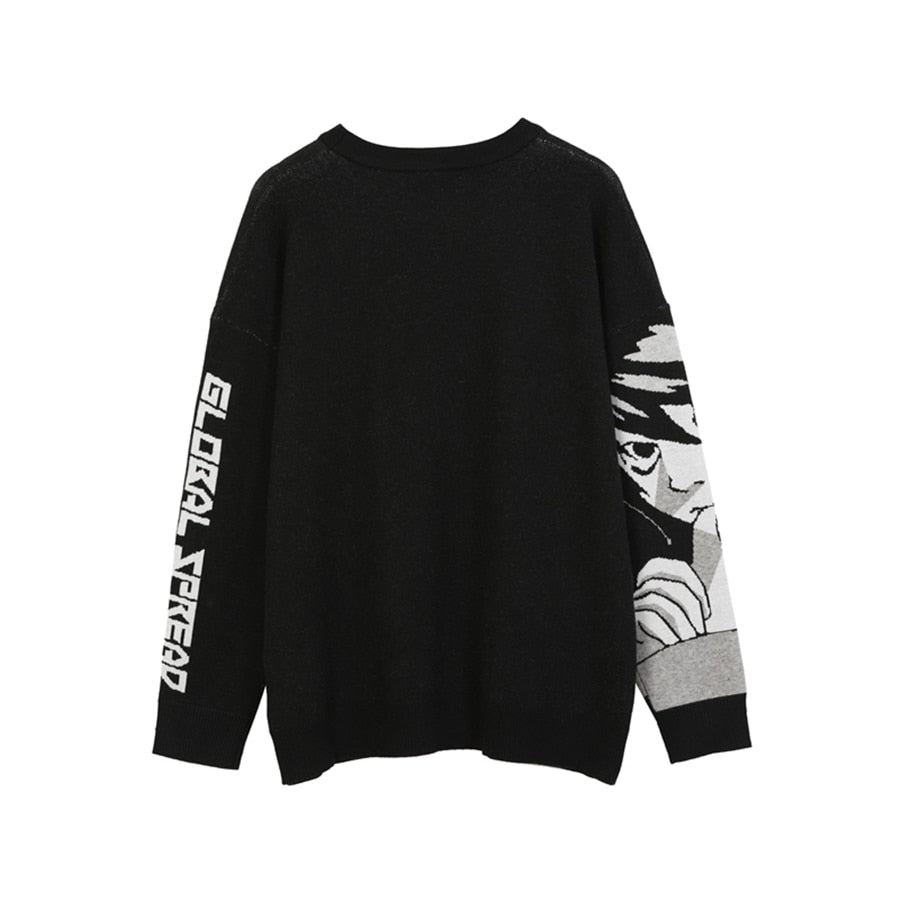 Knitted Black Anime Style Sweater