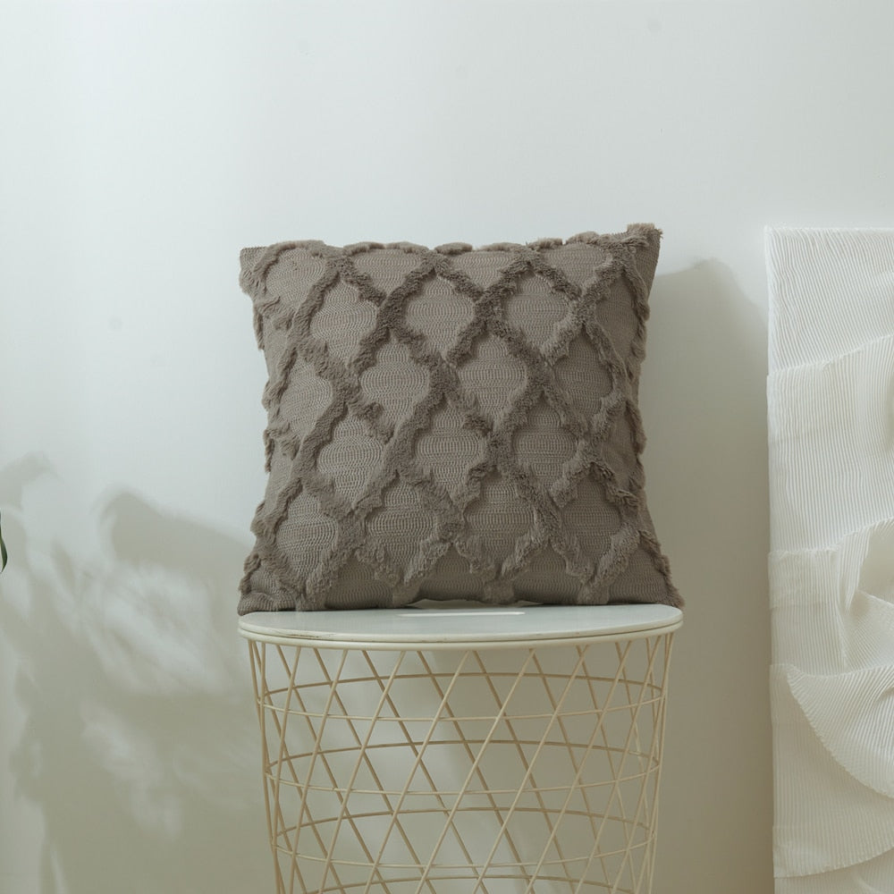 Geometric Decorative Plush Cushion Cover