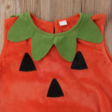 Baby Sleeveless Pumpkin Halloween Outfit
