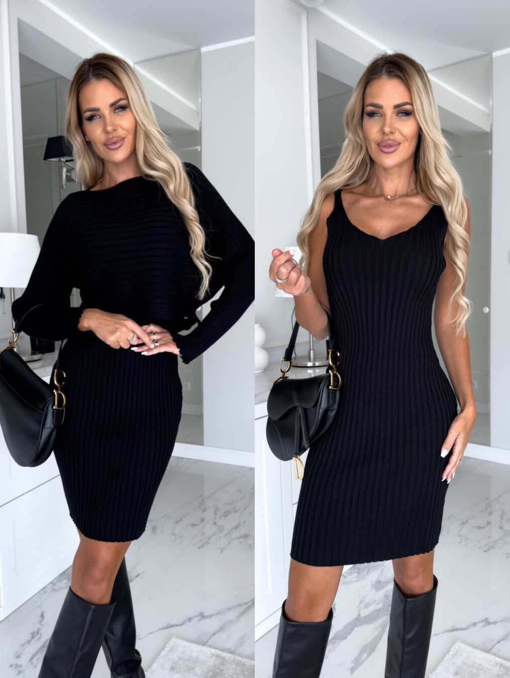 Women's 2 Pieces Set - Dress & Blouse Sweater