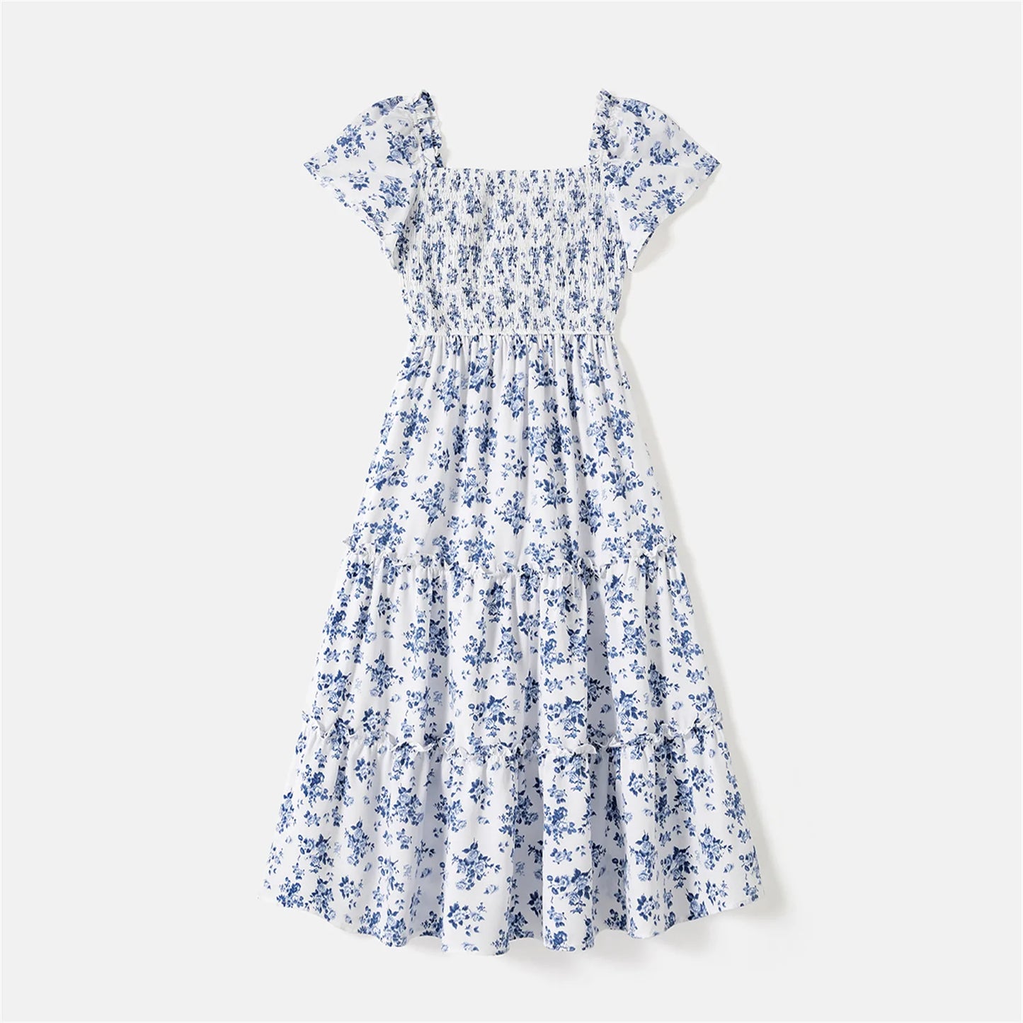 Matching Family Outfit - Allover Floral Print Shirred Tiered Dresses