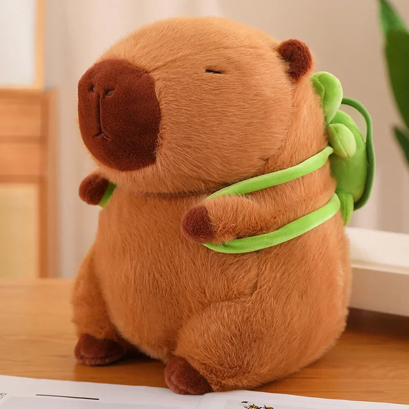 Strawberry Hat and Turtle Backpack Capybara Plush Toys