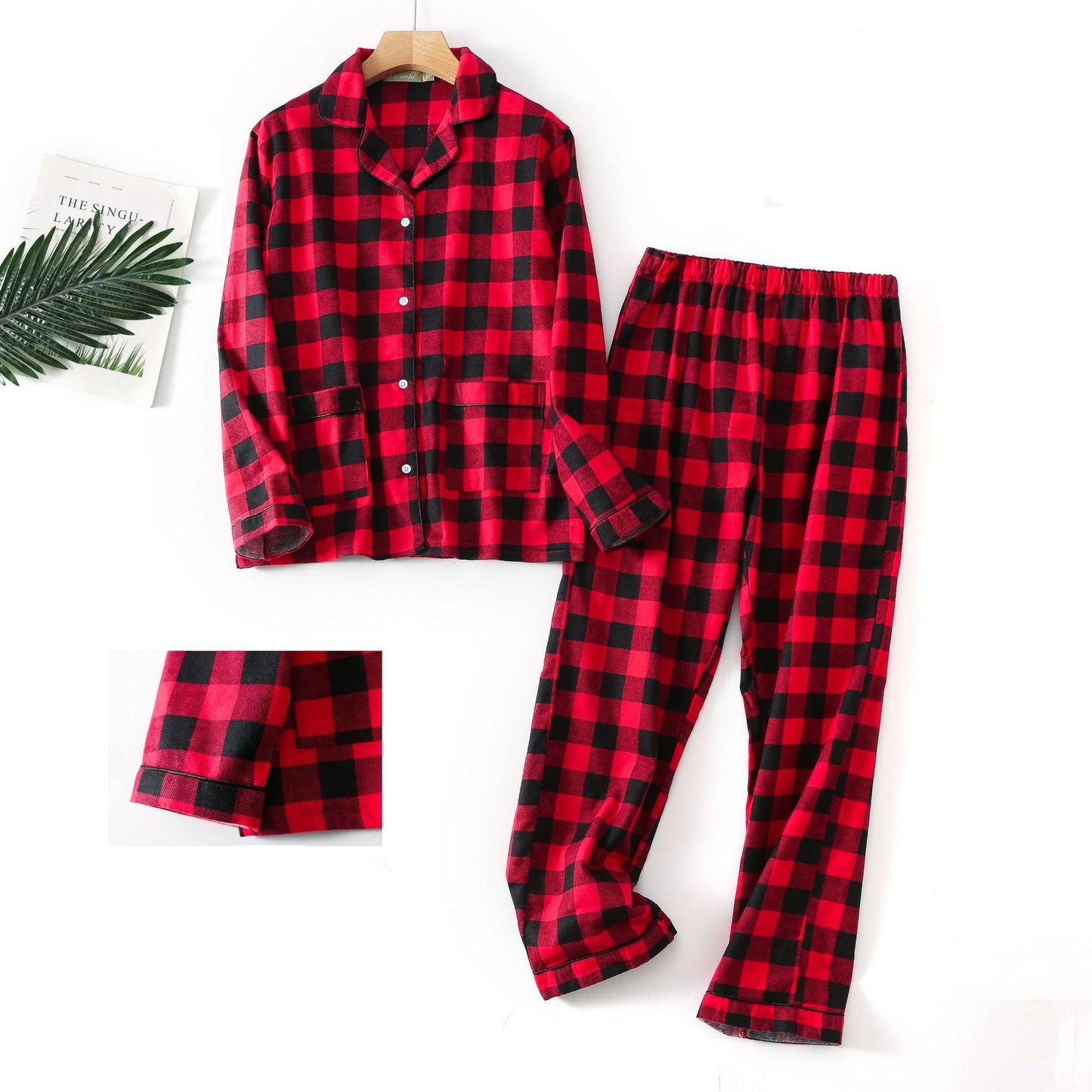 Women's Cosy Plaid Pyjamas 2 Pcs Set