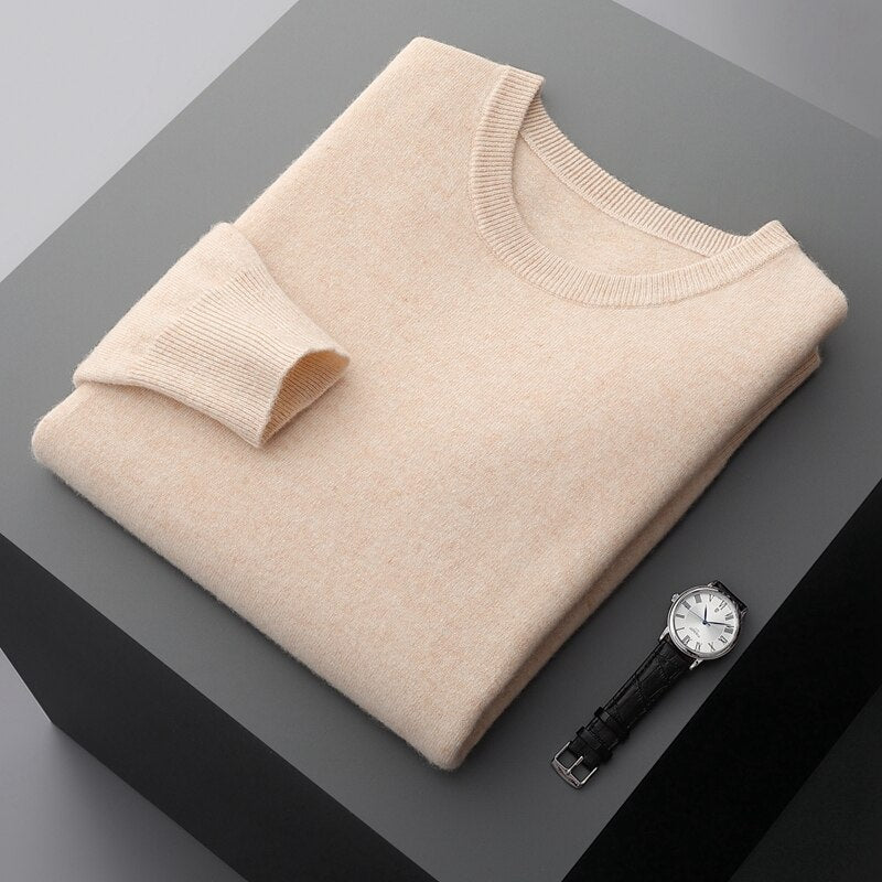 Men's Pure Wool Knitted Round Neck Sweater