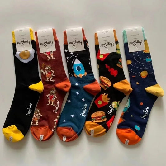 Happy& Funny Socks Men's Classic Crew Cotton Sports Socks