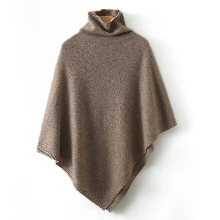 Women's High Neck Merino Wool Poncho