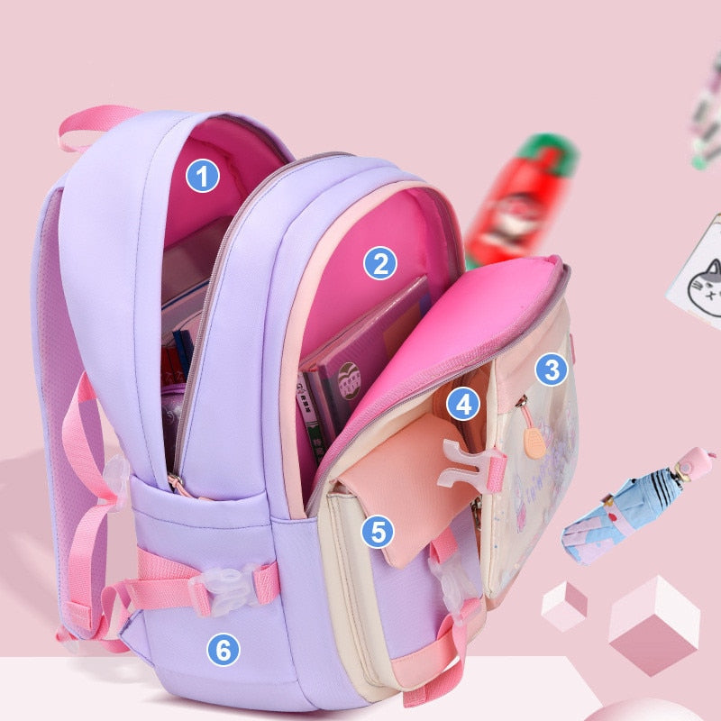 Cute Bunny School Backpack for Girls