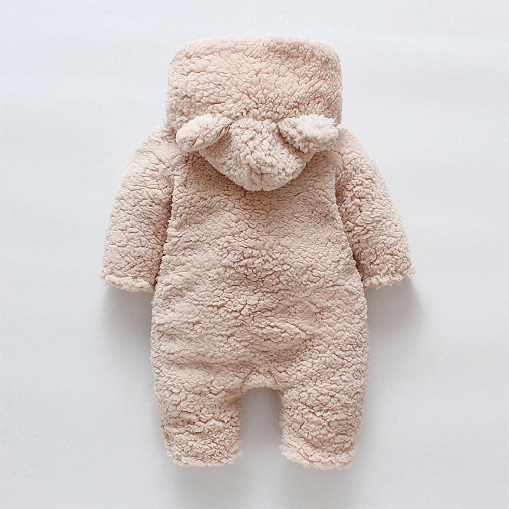 Cosy Sherpa Baby Winter Onesie Jumpsuit with Bear Detail