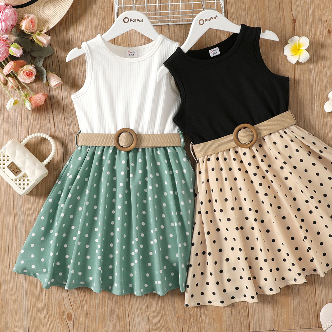 Girls Knee-Length Polka Dot Dress