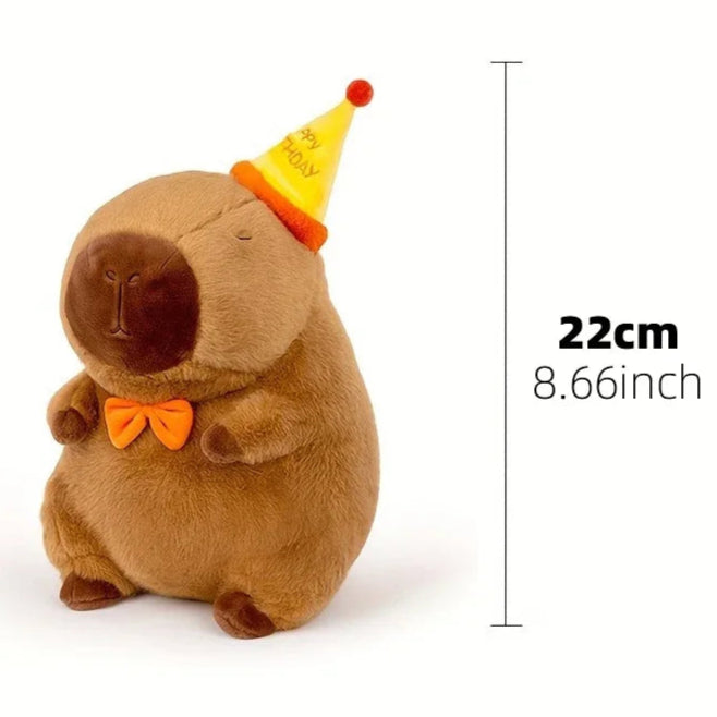 Birthday Capybara Plush Toy with Hat & Bowtie