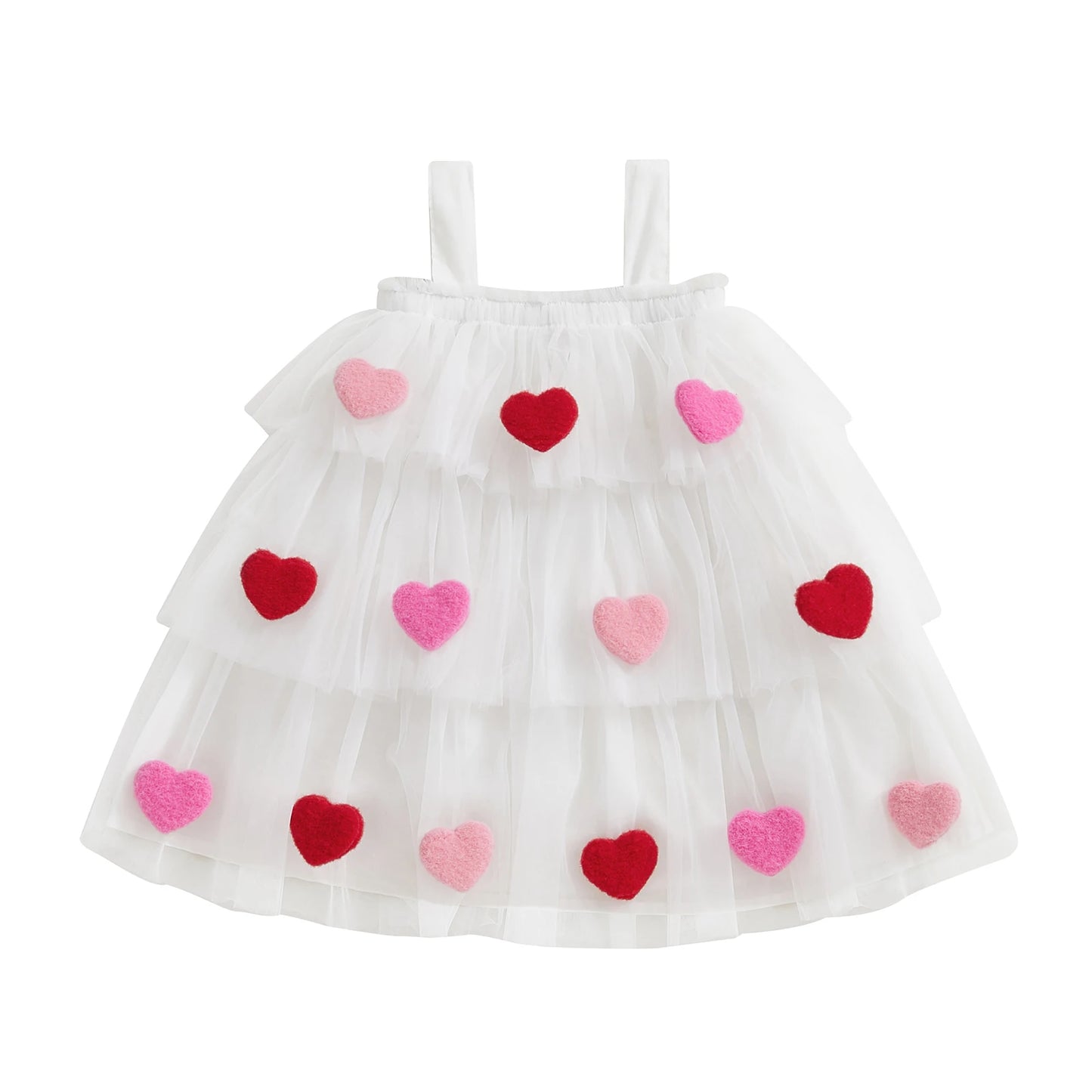 Girls' Knee-Length Tulle Dress – Sleeveless & Ruffled