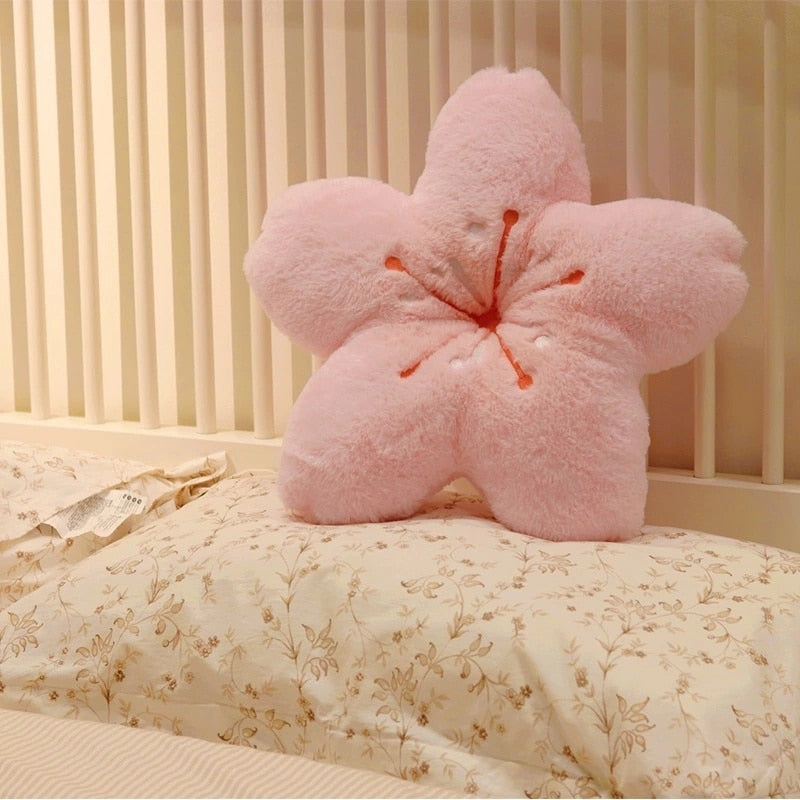 Pink Cherry Petals Pillow Plush Cushion