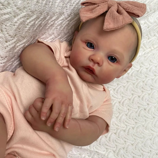 Reborn Doll with lifelike painted features and blue eyes
