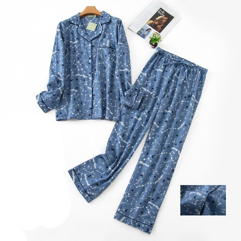 Women's Cosy Plaid Pyjamas 2 Pcs Set